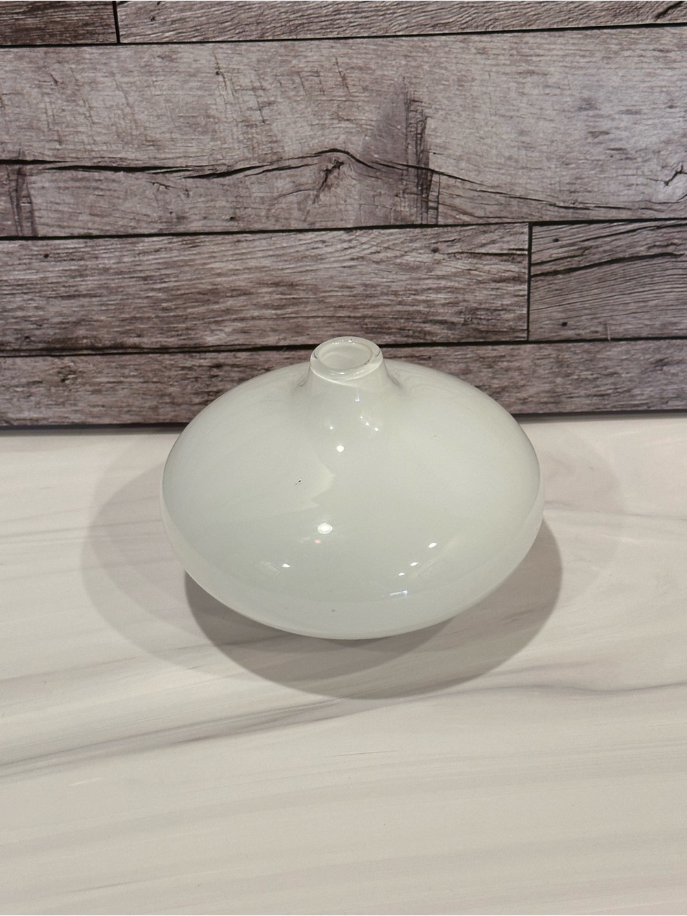 Vintage IKEA Salong White Opaline Glass Bud Vase Johanna Jelinek Onion Squat